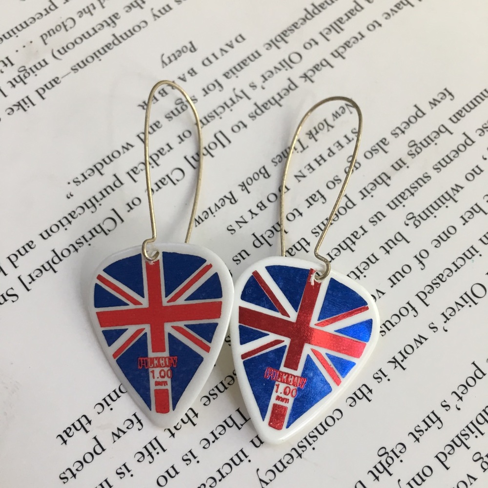 Union Jack Guitar Pick Earrings